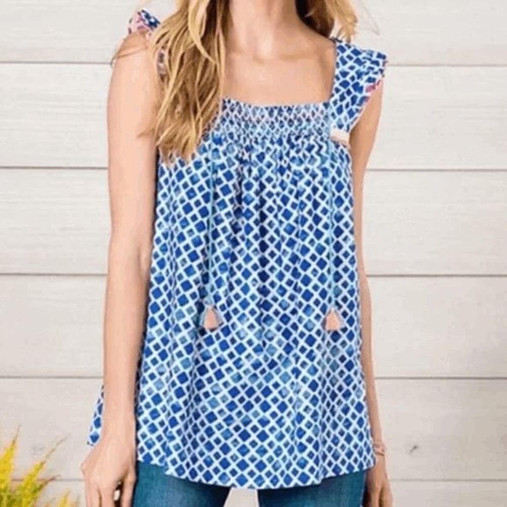 Matilda Jane Adventure Begins Wandering Waters Top Women's MEDIUM NWT